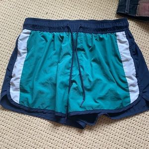 Green blue & white workout shorts